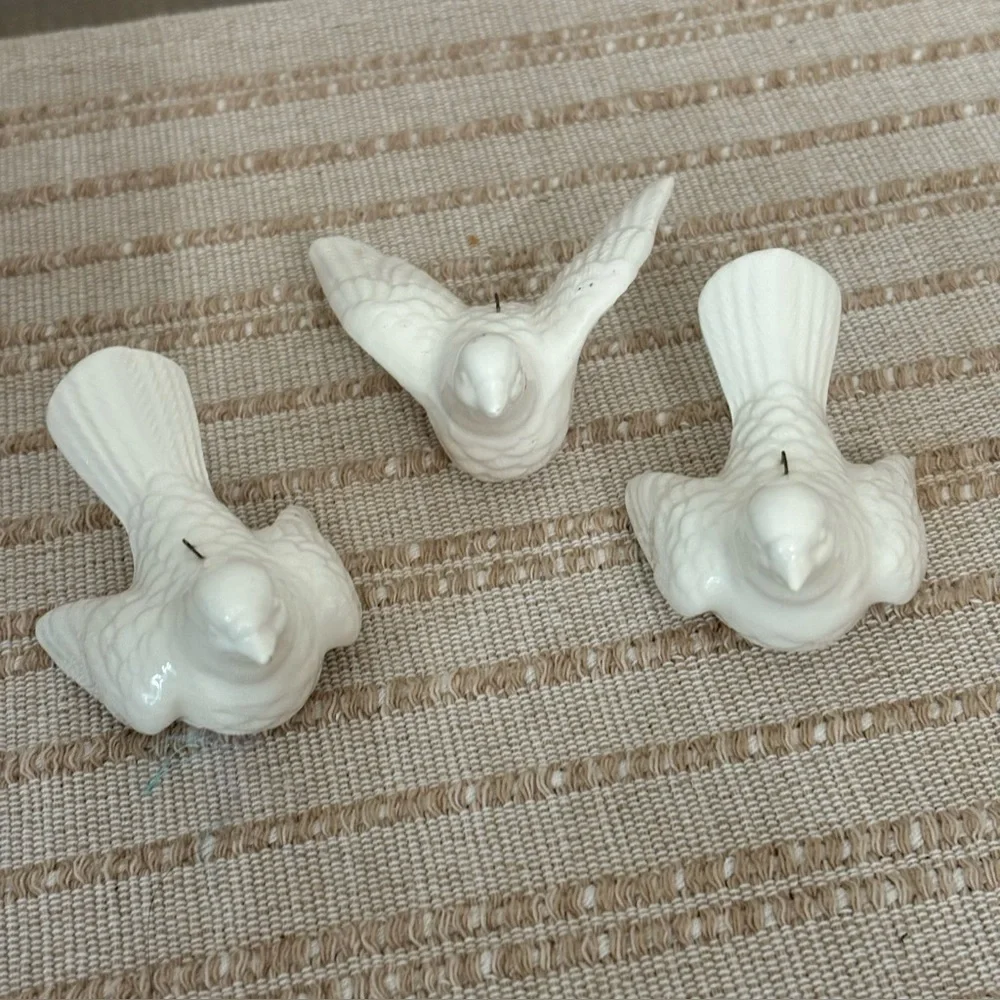 Vintage Ceramic Turtle Dove Ornament-set of 3 holiday garden pot